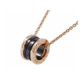 Bulgari Bvlgari B.Zero Black Ceramic & 18K Rose Gold Pendant Necklace