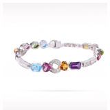 Bvlgari Allegra Multi Gemstone Diamond 18K White Gold Bracelet