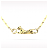 Cartier Panthere Diamond Tsavorite Black Lacquer 18K Yellow Gold Necklace