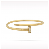 Cartier Juste un Clou Diamond 18K Yellow Gold Bangle Bracelet Size 17
