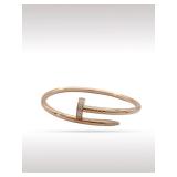 Cartier Juste Un Clou Diamond Pave 18K Rose Gold Bracelet Bangle Size 17