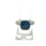 Pomellato Nudo Blue Topaz Diamond 18K Yellow Gold Ring