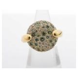 Pomellato Green Sapphire Diamond 18K Yellow Gold Pave Ring