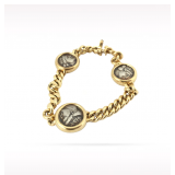 Bvlgari Monete 3 Motif 18K Yellow Gold Chain Bracelet
