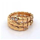 Bulgari Bvlgari Serpenti Viper Diamond Head 18k Rose Gold Double Ring