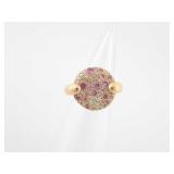 Pomellato Sabbia Pink Sapphire Diamond 18K Yellow Gold Ring