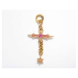 Chrome Hearts Raleigh Cross Pink Sapphire 22K Charm Pendant