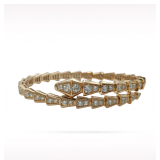 Bvlgari Serpenti Viper Diamond 18K Rose Gold Bangle Bracelet