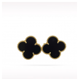 Van Cleef & Arpels Magic Alhambra Black Onyx 18K Yellow Gold Earrings