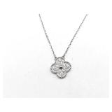 Van Cleef & Arpels Vintage Alhambra Pave Diamond 18K White Gold Pendant Necklace