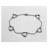 Tiffany & Co. Open Heart 5 Motif Elsa Peretti Platinum Bracelet