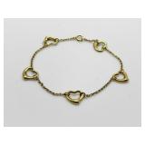 Tiffany & Co. Open Heart 5 Motif Elsa Peretti 18K Yellow Gold Bracelet