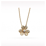 Van Cleef & Arpels Frivole Flower Pave Diamond 18K Rose Gold Pendant Necklace