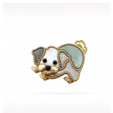 Van Cleef & Arpels Lucky Animals Dog Mother of Pearl Black Onyx 18K Yellow Gold Brooch