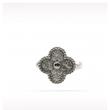 Van Cleef & Arpels Vintage Alhambra Pave Diamond 18K White Gold Ring