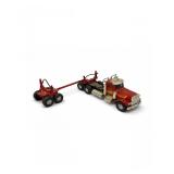 17 DiecastSemiTruckLogTrailerRigRedCabwLoggingDollyTrailer