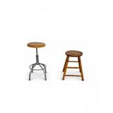 40 VintageIndustrialStool&WoodBarStoolPair