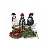 47 VintageStyleChristmasCarolerFiguresWreaths&HolidayDecorLot