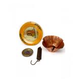 80 VintageCopperBrassDecorScalePlateDishLot