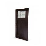 107 SolidWoodCraftsmanExteriorDoorwLeadedGlassPanelNeverUsed