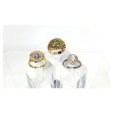 Trio Of Stamped 925, Ladies Fashion Rings