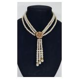 Vintage Florenza Faux Pearl 3 Strand Necklace