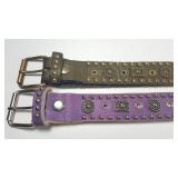 Two Leather Studded Ladies Belts By Sand Castle New York