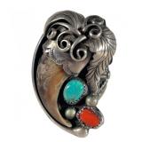Navajo Signed Bear Claw Ring, IHMSS