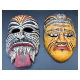 Pair of Hand-Carved Tribal Style Wall Masks
