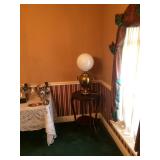 Brass lamp.   Cute round table