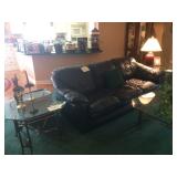 Sofa     Glass topped end tables