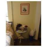 cool aluminum table  and selection of wigs