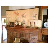 Asian screen over fireplace