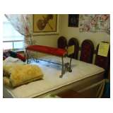 adorable  red velvet bench