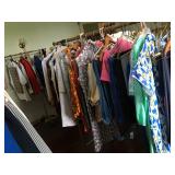 Racks of vintage clothing