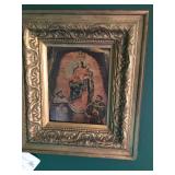 Scene on tin in gold frame  not part of half off sale 