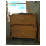Antique painted twin bed