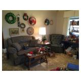 Lazy boy rocking sofa plaid