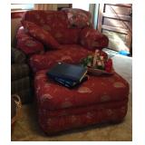 Red chair and ottoman