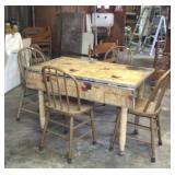 Antique table, chairs