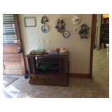 Old console tv cabinet turned into shelf