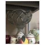 Pressed glas punch bowl