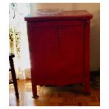 Red sewing machine cabinet