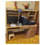 Office desk, computer