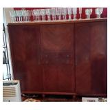 Lots of Crystal, large cabinet, lots of storage, fold down bar