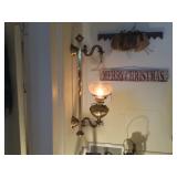 Converted brass oil lamp