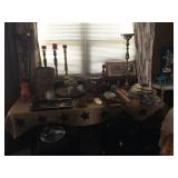 Brass and wooden dishware
