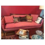 Elegant sofa, with carved mahogany accents