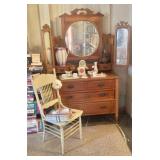 Dresser with side mirrors