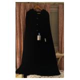 Black velvet cape, still has sales tags